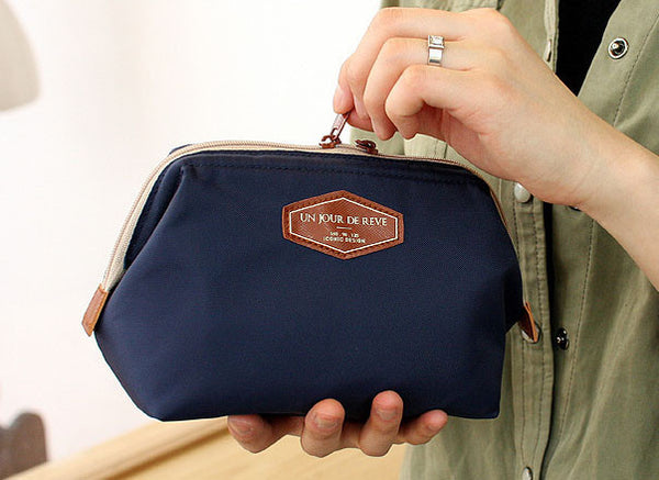 Un Jour De Reve Winner Small Blue Designer Toiletry Bag Cosmetic Makeup Bag